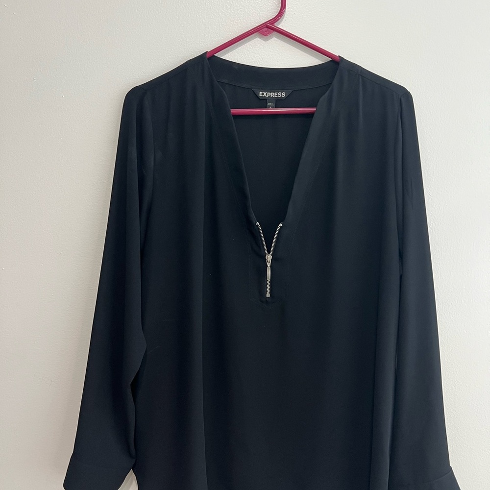 Express Black Blouse with Zipper Detail